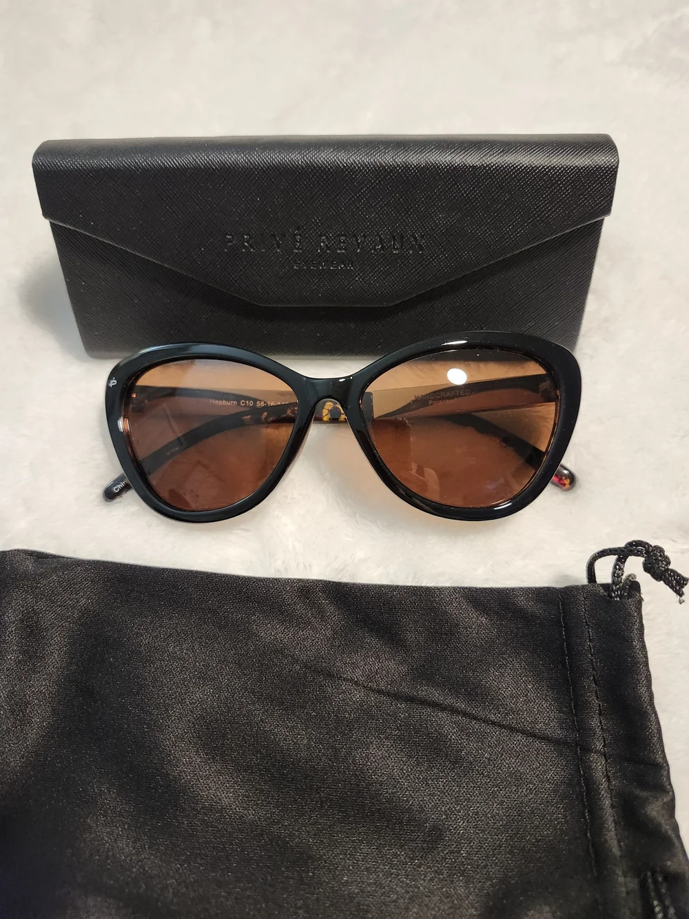 Women's Black Frame Brown Lens Sunglasses.  PRIVE REVAuX